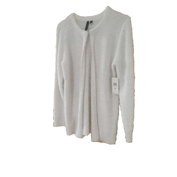Allie&Rob Woman White Dressy/fuzzy Cardigan sweater hook and eye closure NWT - Picture 1 of 2